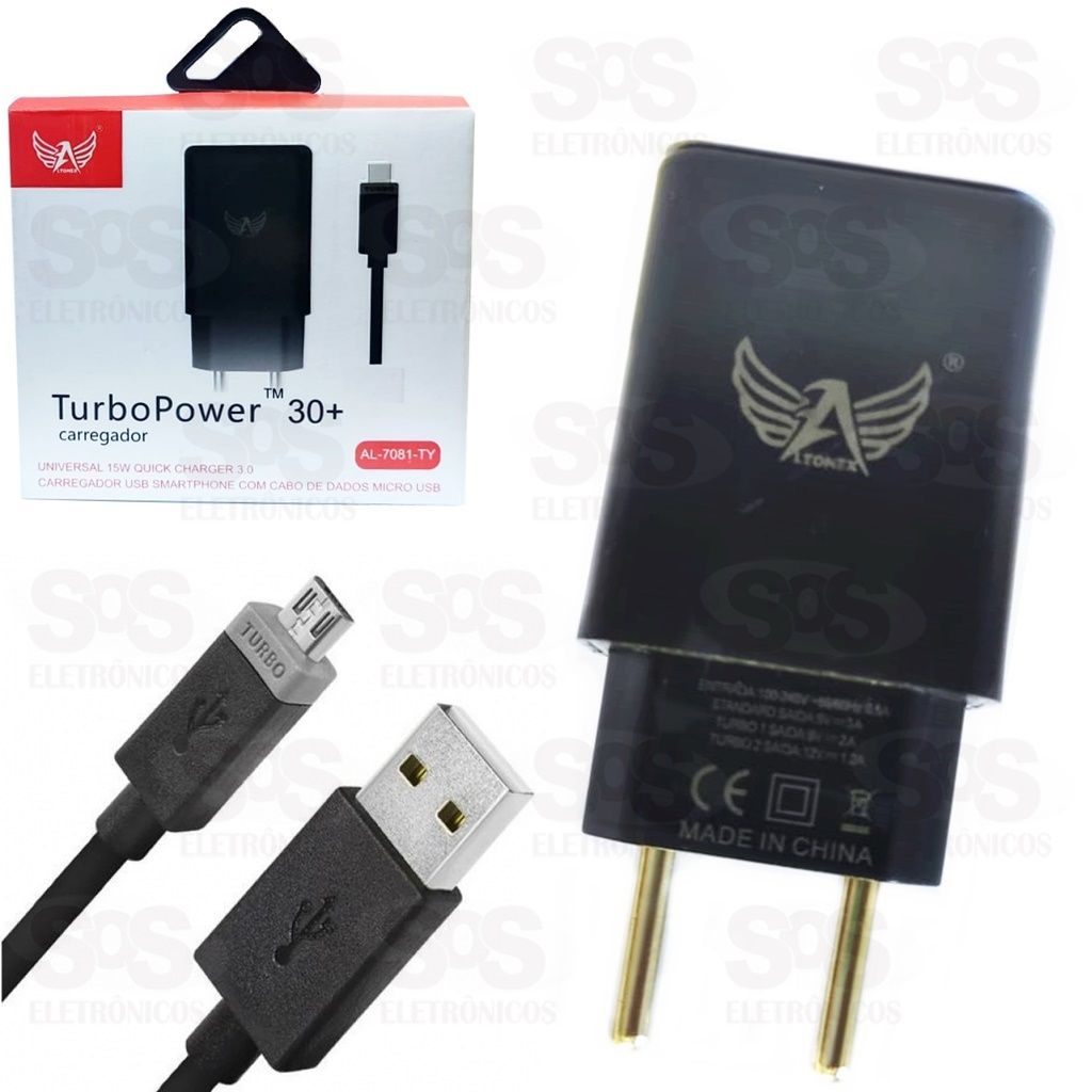 Carregador Turbo Power Micro Usb V8 Altomex AL-7081-V8