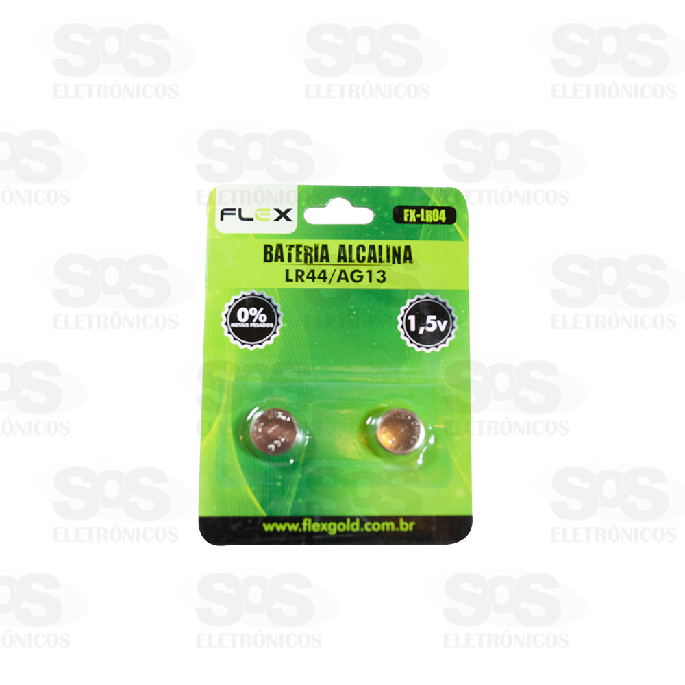 Bateria Botão LR44 AG13 Cartela Com 2 Unidades Flex lr04