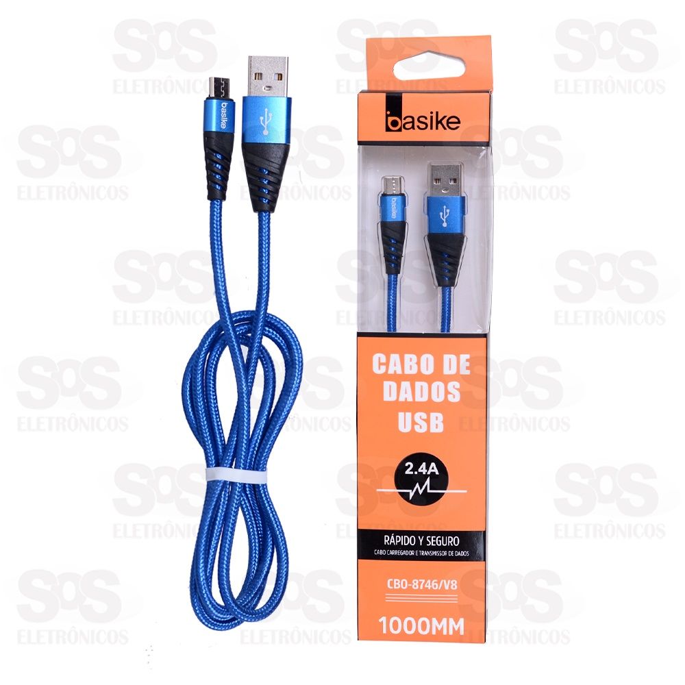Cabo Micro USB V8 1Metro 2.4A Basike CBO-5976