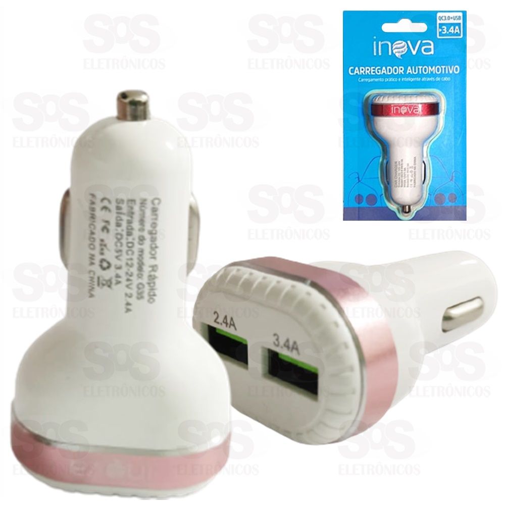 Carregador Veicular 2 USB 3.4A Inova NVG-35