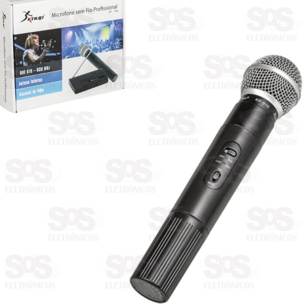 Microfone Sem Fio Profissional Alcance 40m Knup KP-910