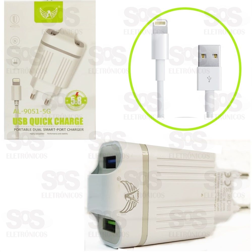 Carregador Quick Charger 5.8 Com Cabo Iphone Altomex AL-9051-5g