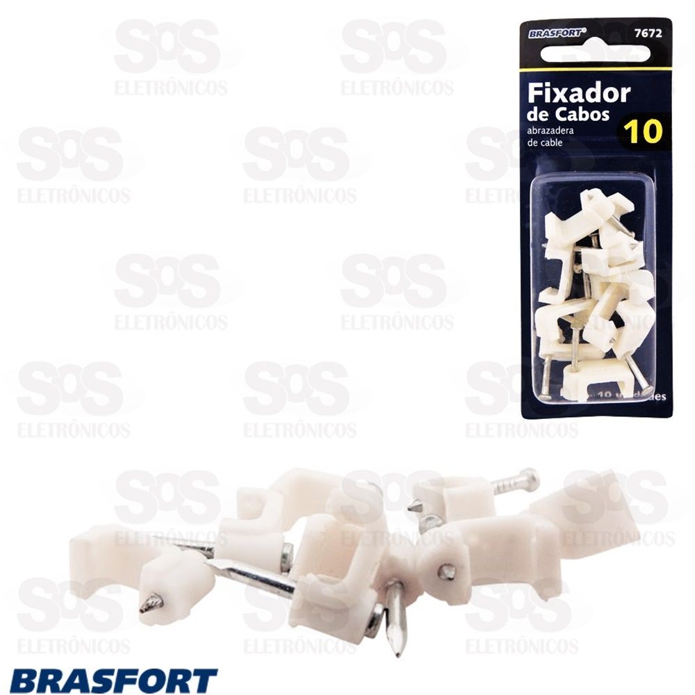 Fixa Cabo 6 Cartela Com 10 Unidades Branco Brasfort 7670