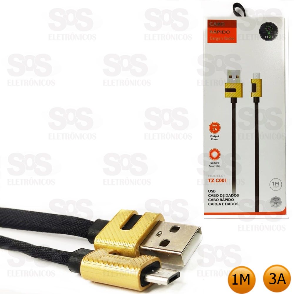Cabo Rápido 3A Micro USB V8 1 Metro Tizi tz c001