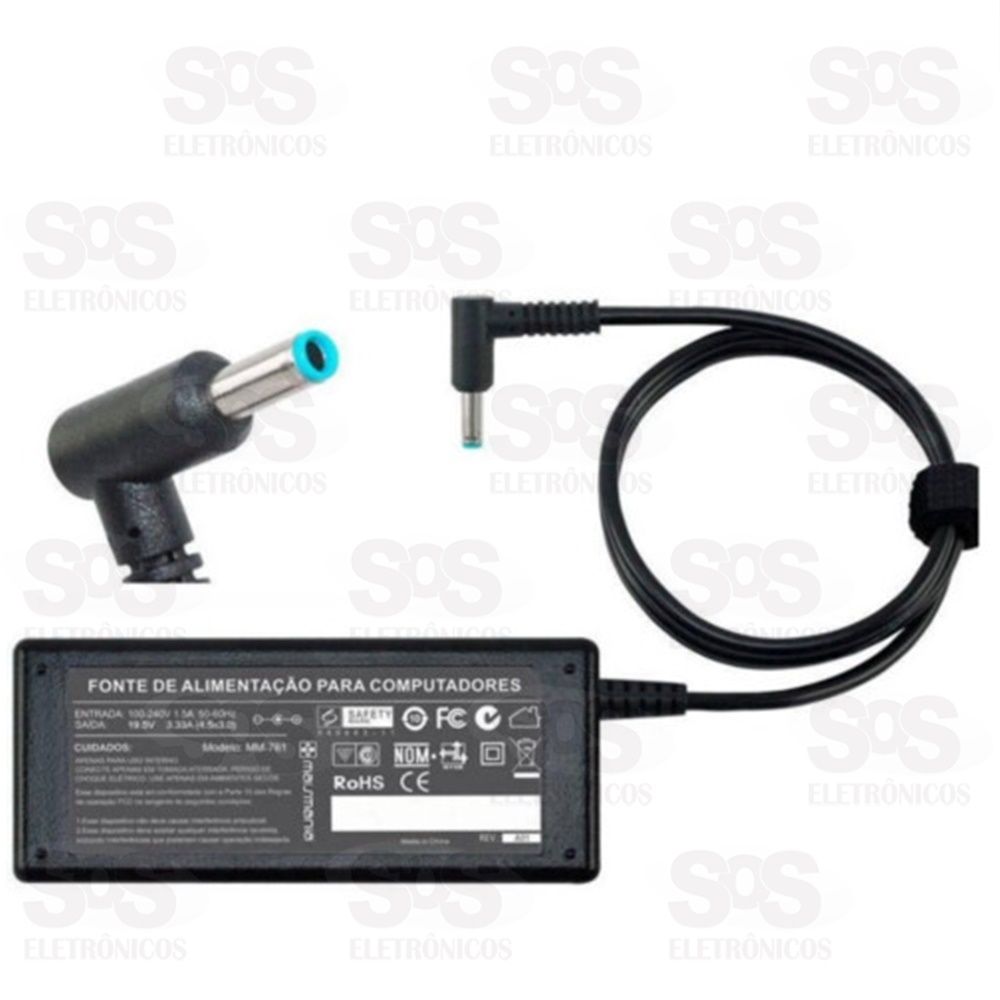 Fonte para Notebook Compatvel  Hp 65w 19.5v 3.33a 4.5*3.0 Knup KP-513B