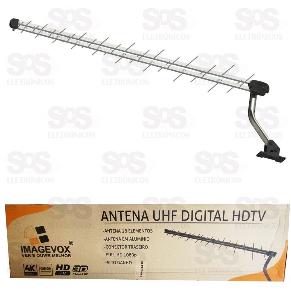 Antena UHF Sinal Digital HDTV 38 Elementos Imagevox 