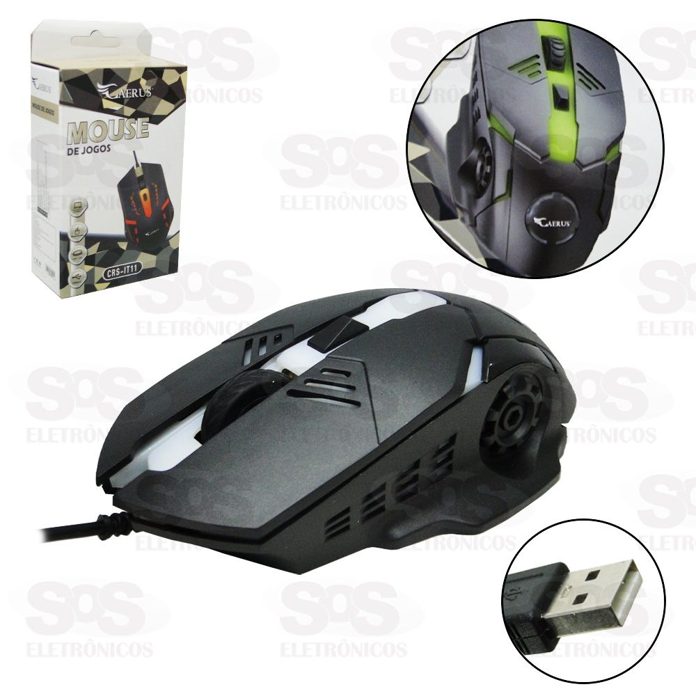 Mouse Gamer Com Fio Ergométrico USB Caerus it12