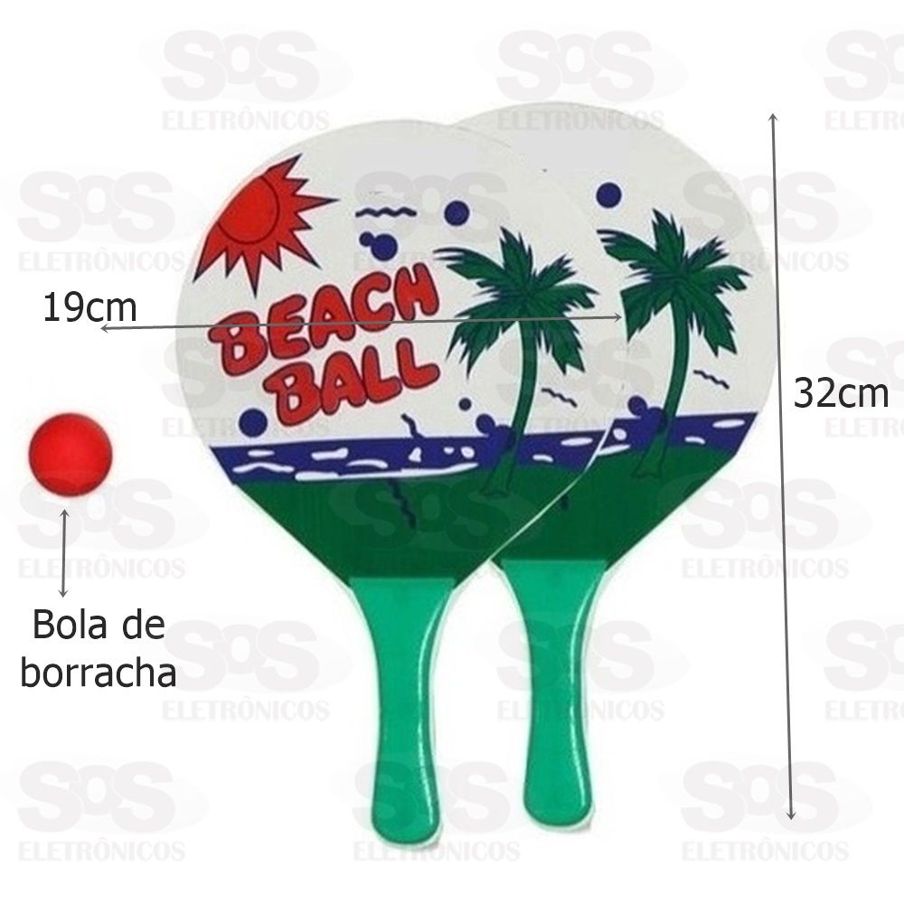 Kit Frescobol 2 Raquetes 1 Bola Praia Caerus 3550