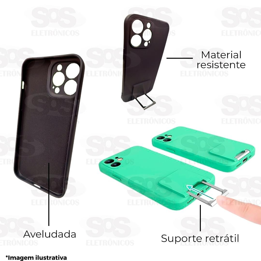 Case Aveludada Com Suporte Iphone 13 Embalagem Simples