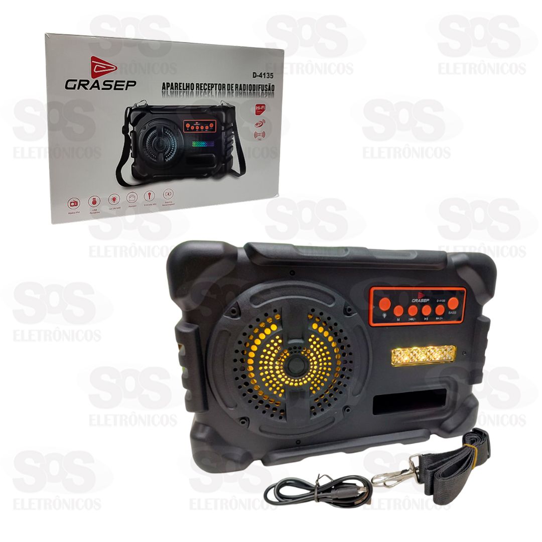 Caixa De Som Portátil Com Alça e Led D-4135