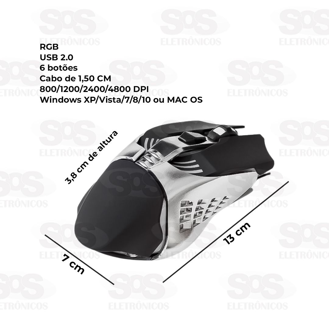 Mouse Gamer Com Fio USB 6 Botões Knup kp-mu004