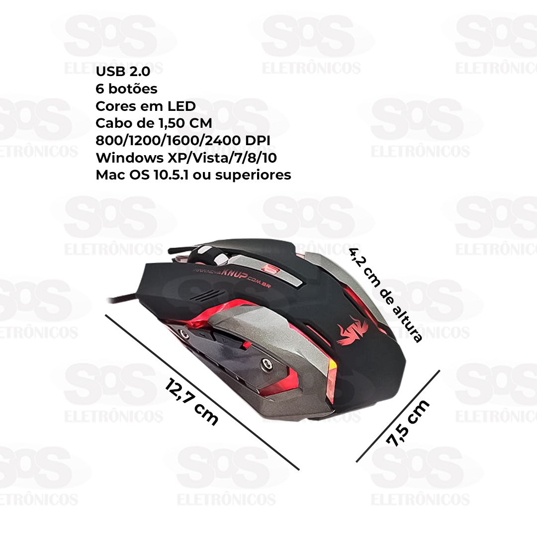 Mouse Gamer 2400 DPI Com Fio KP-V19