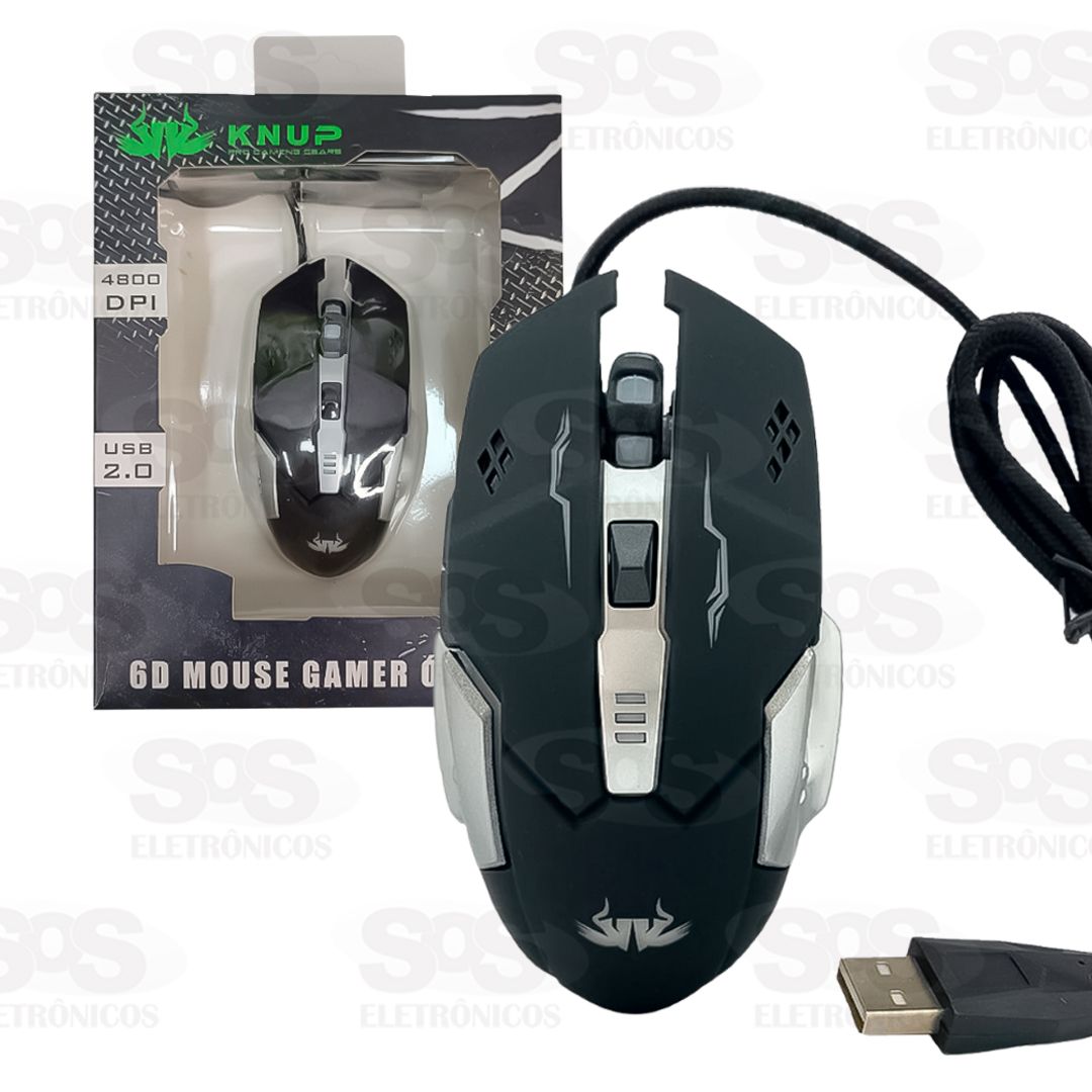 Mouse Gamer Com Fio 6 Botões Knup KP-MU005