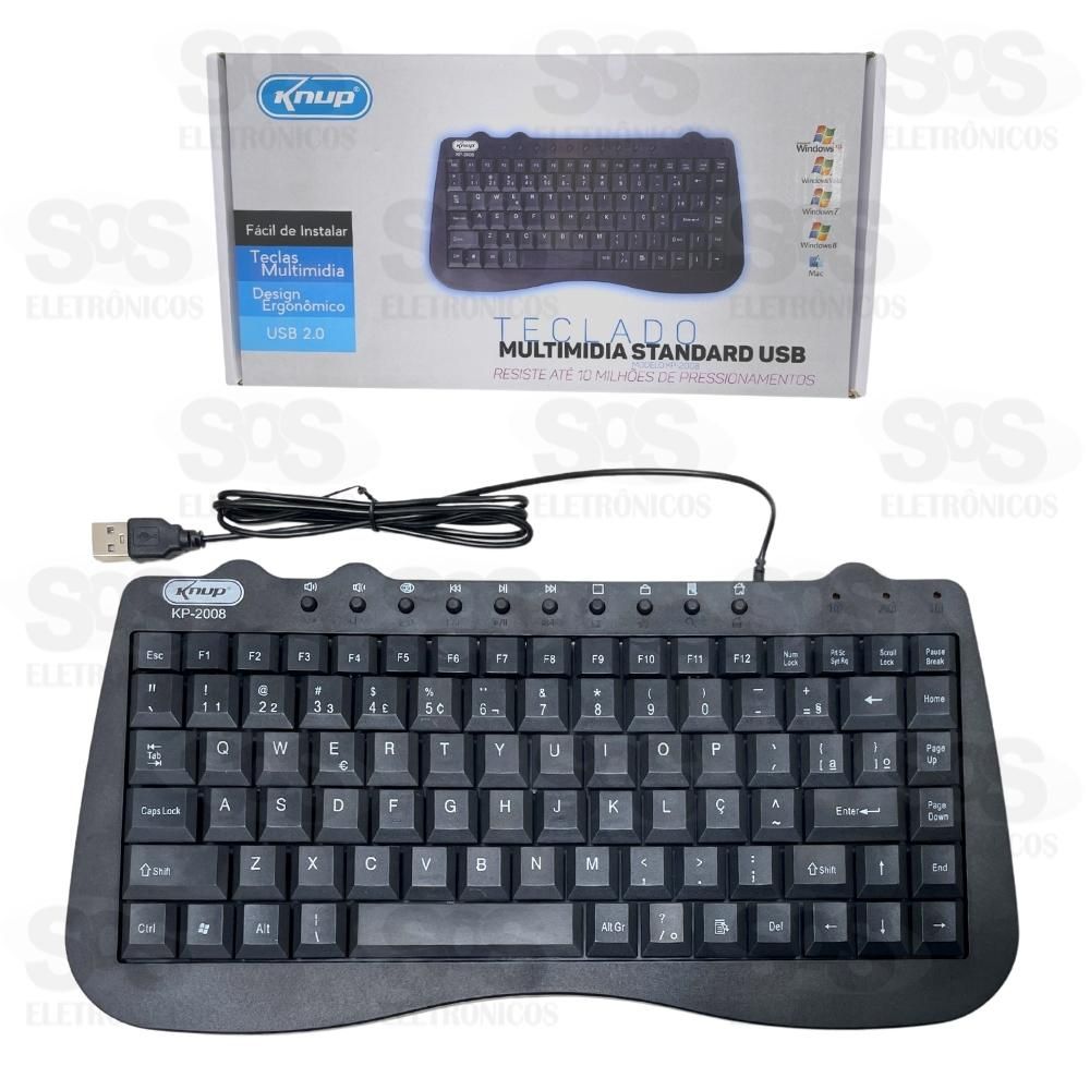 Teclado Multimdia Standard Com Fio USB Knup KP-2008