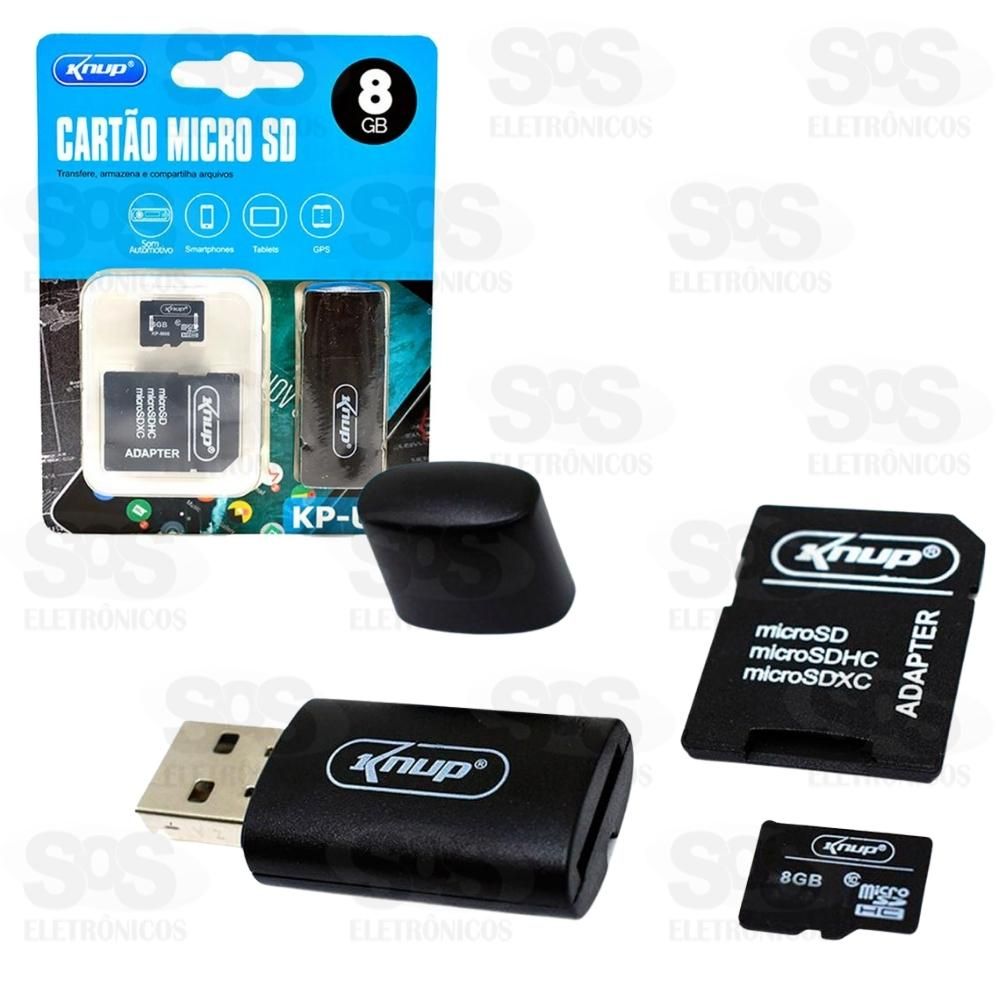 Cartão De Memória 8g Com Adaptador SD E Leitor de Cartão Knup-kpu18