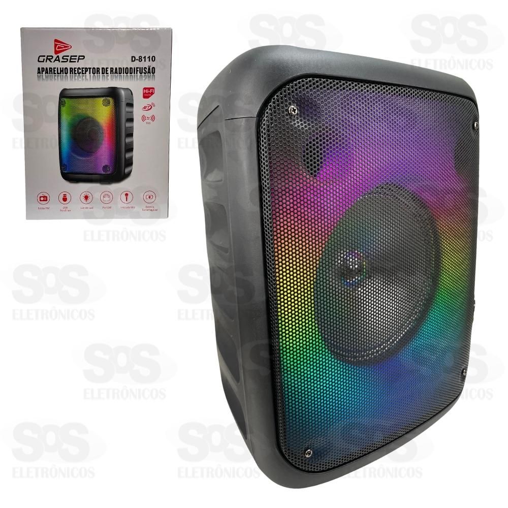 Caixa De Som 30W Botão Bass Grasep D-8110