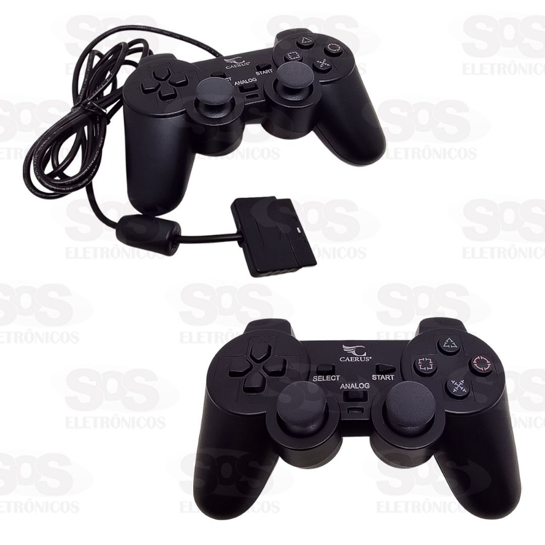 Kit Completo Compativel Ps2 2 Controles +Fonte+Cabo Rca+Card