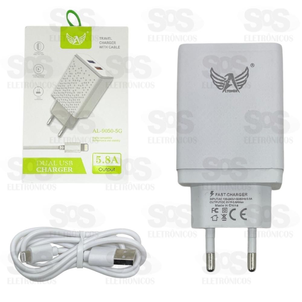 Carregador 2 USB 5.8A Com Cabo Iphone Altomex AL-9050-5G