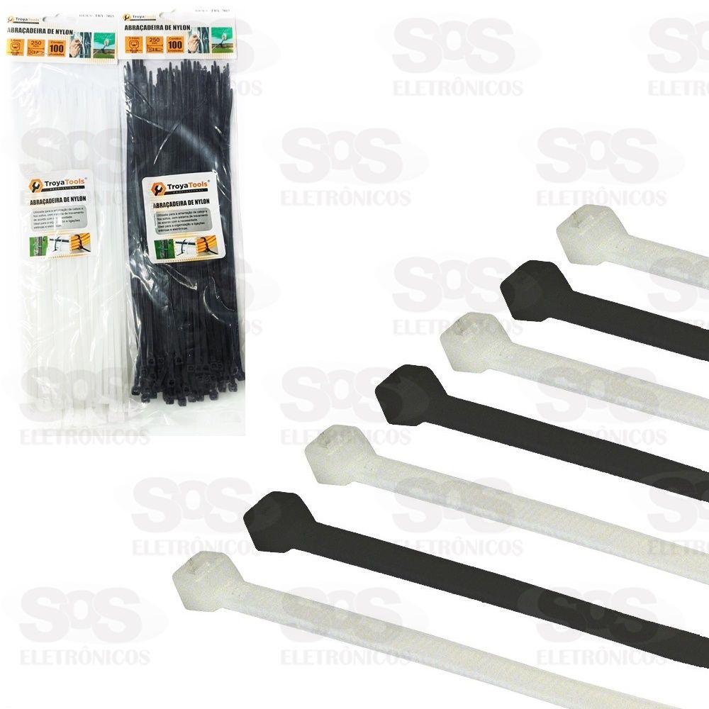 Abraçadeira De Nylon 3.6X2500mm Com 100 Unidades Troya Tools 7015