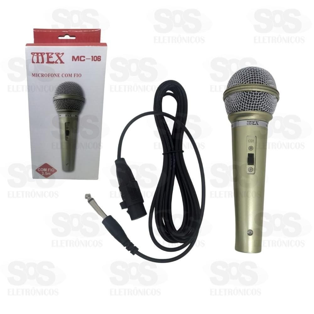 Microfone Com Fio 2.5 Metros Mex MC-106