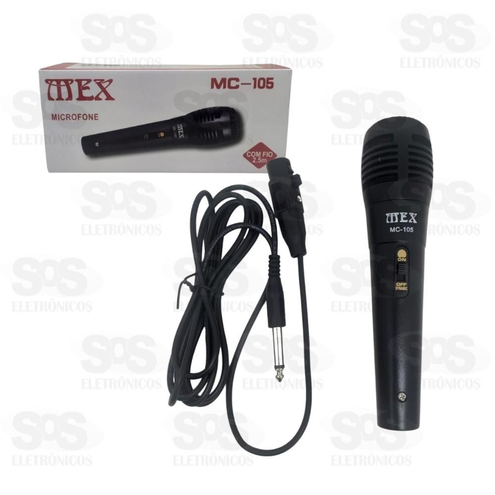 Microfone Com Fio 3 Metros Mex MC-105
