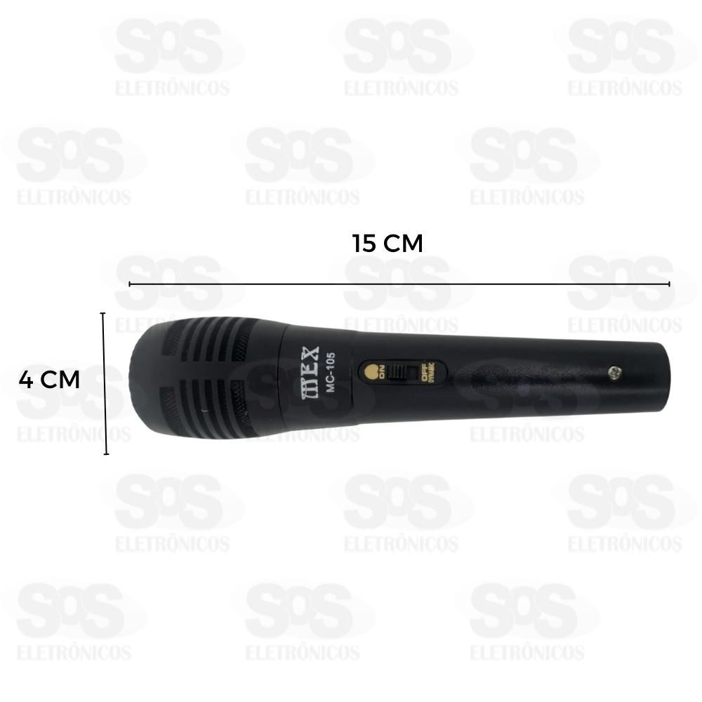 Microfone Com Fio 3 Metros Mex MC-105