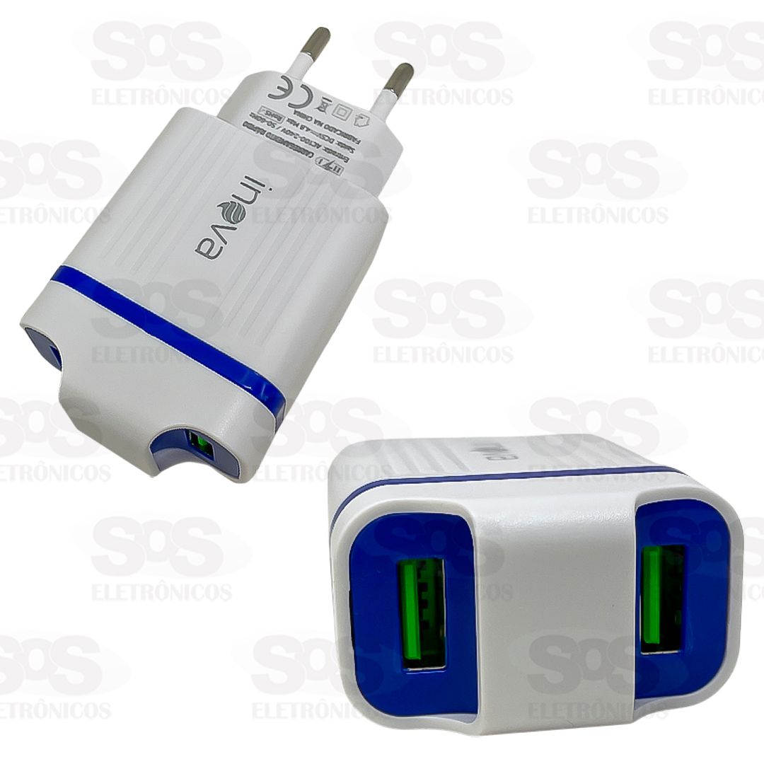 Carregador Rpido 4.8A 2 USB Cabo Type-C Inova CAR-9006