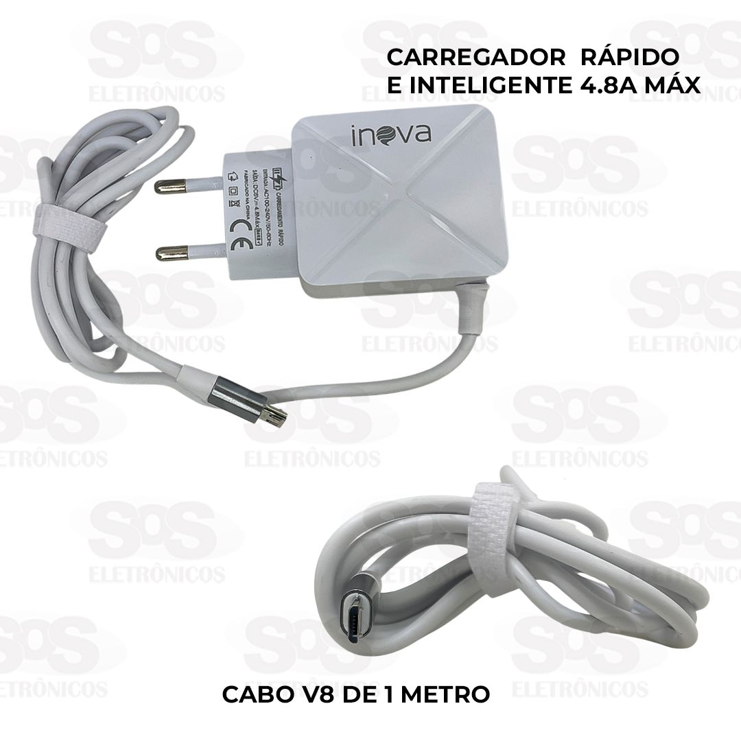 Carregador Rápido 2 USB 4.8A Cabo V8 Inova CAR-G5062