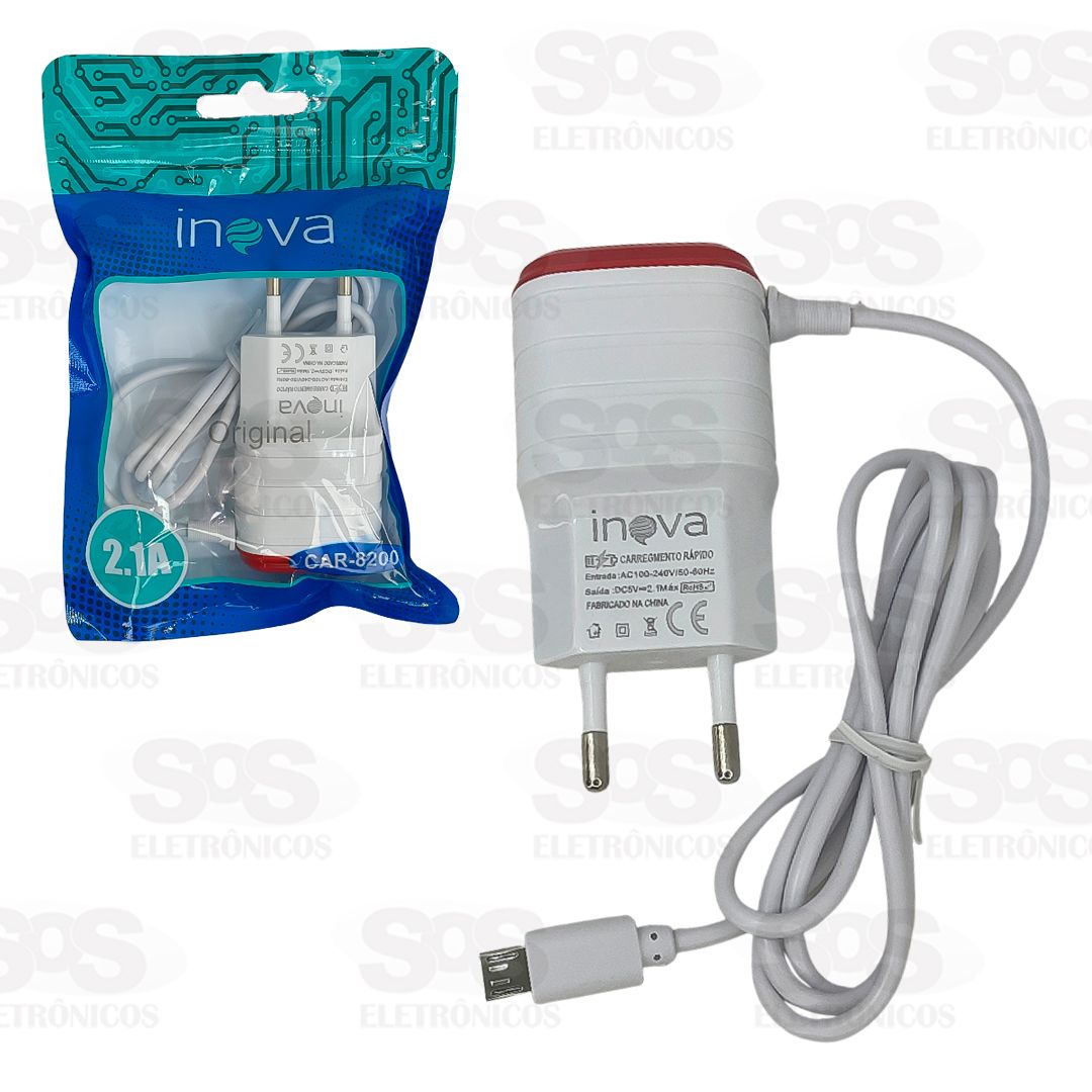 Carregador Micro USB V8 1USB 2.1A Inova CAR-8200