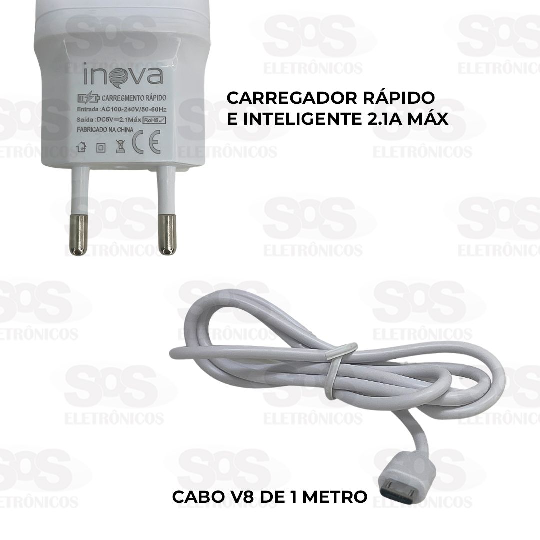 Carregador Micro USB V8 1USB  2.1A Inova CAR-8200