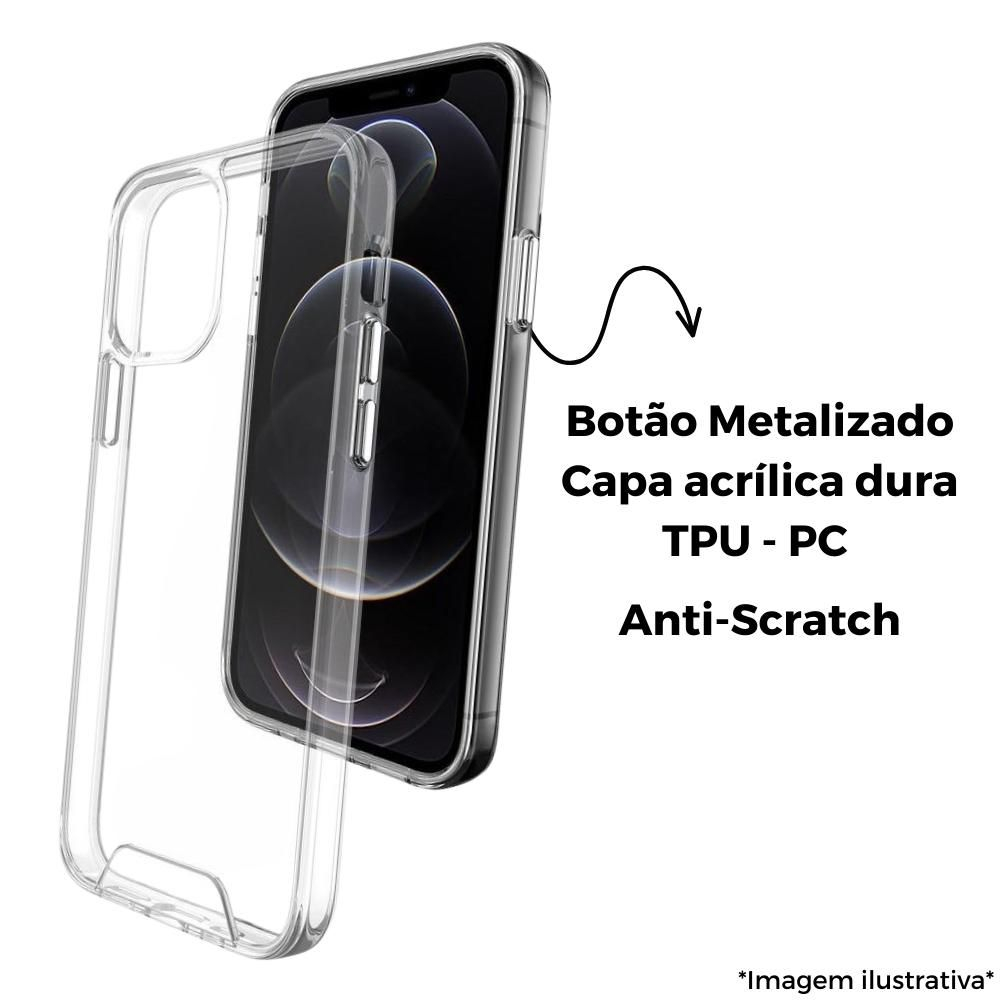 Capa Acrílica Anti Impacto Iphone 13 Mini Botão Metalizado