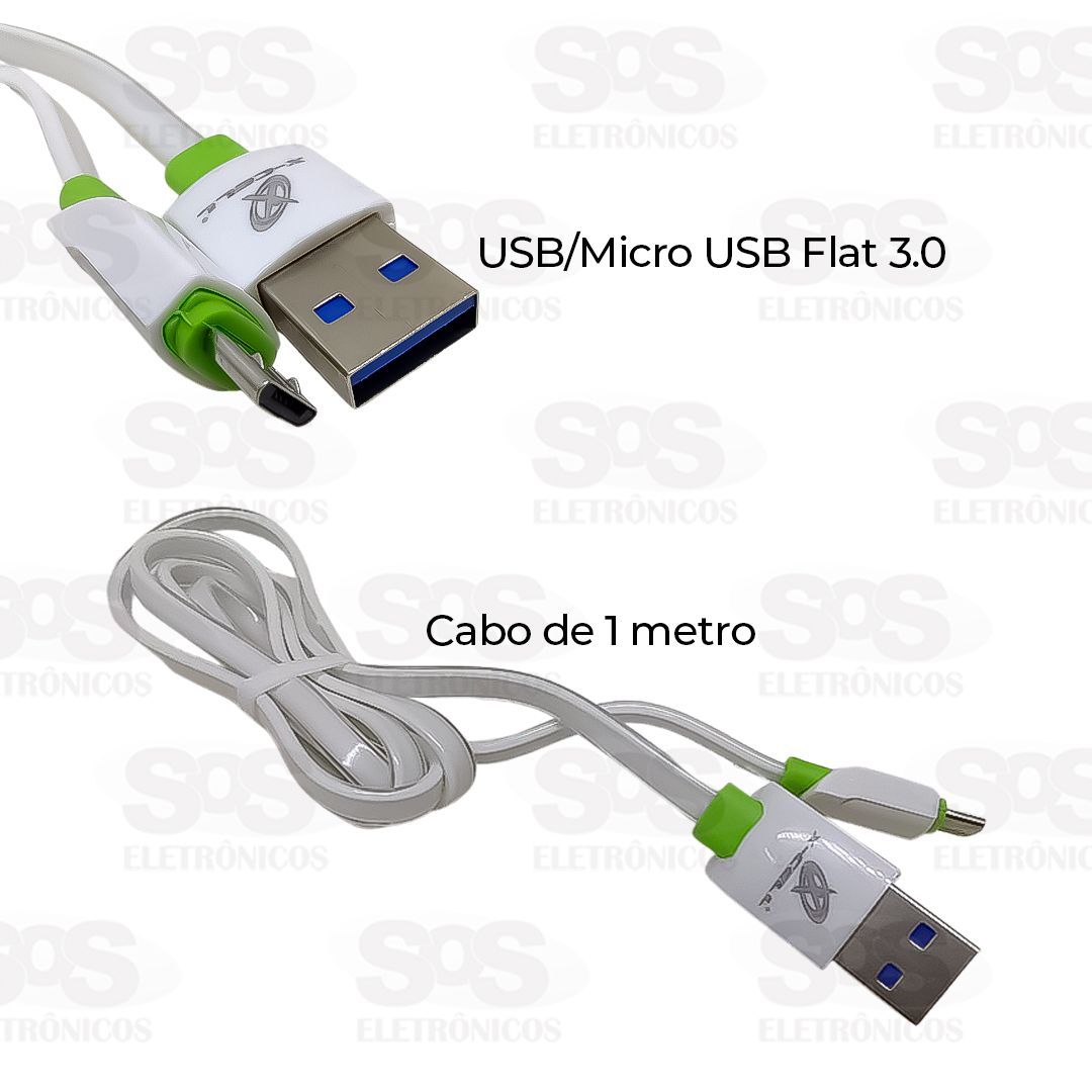 Cabo De Dados Flat Micro USB 1 Metro 3.0A X-Cell XC-CD-56