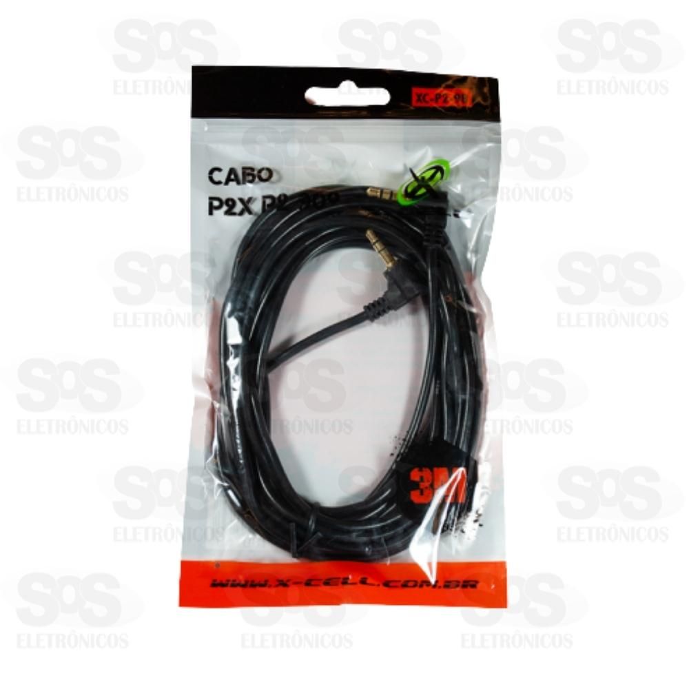 Cabo P2 x P2 90 3 Metros X-Cell XC-P2-9B