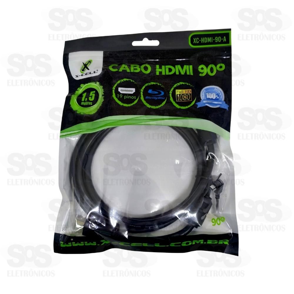Cabo HDMI 90 graus 1,5 metros X-cell XC-HDMI-90-A