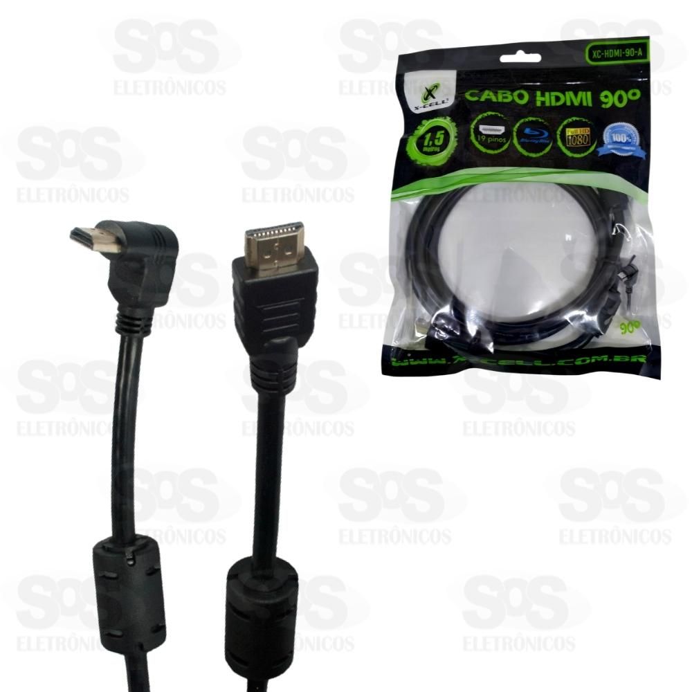 Cabo HDMI 90 graus 1,5 metros X-cell XC-HDMI-90-A