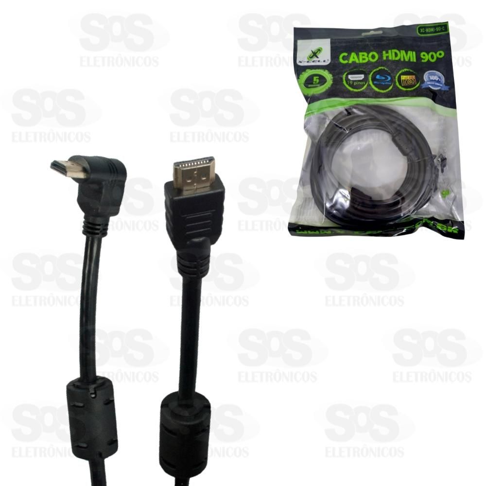 Cabo HDMI 90 graus 5 metros X-cell XC-HDMI-90-C