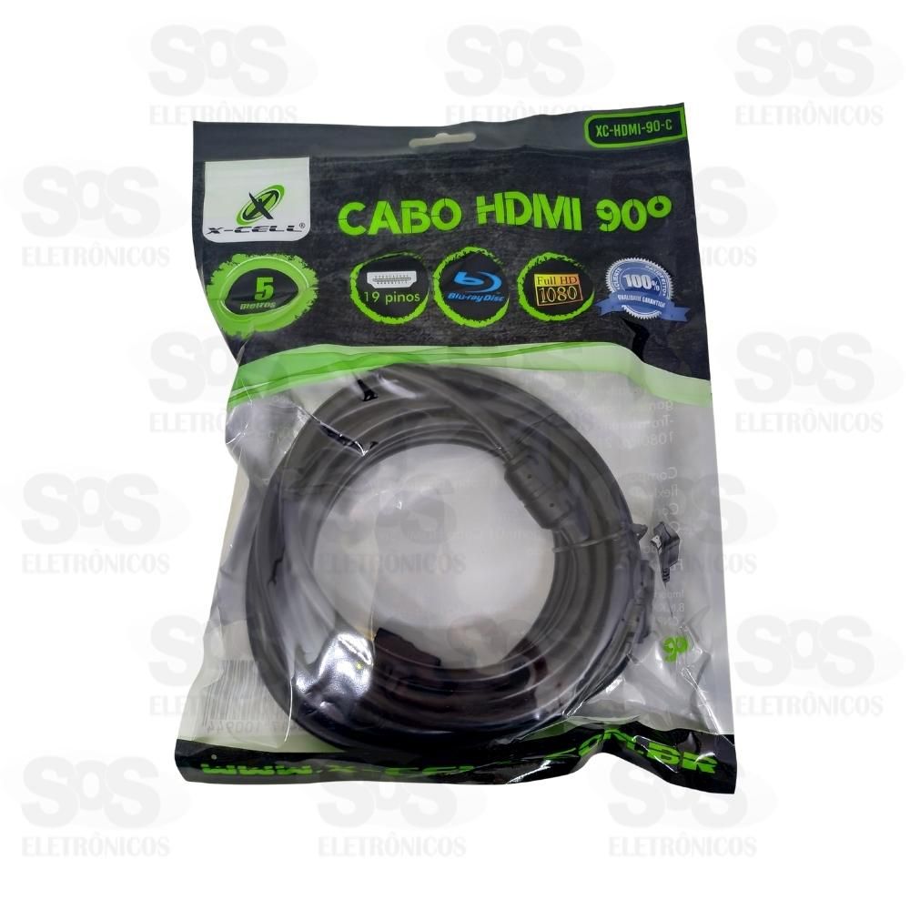 Cabo HDMI 90 graus 5 metros X-cell XC-HDMI-90-C