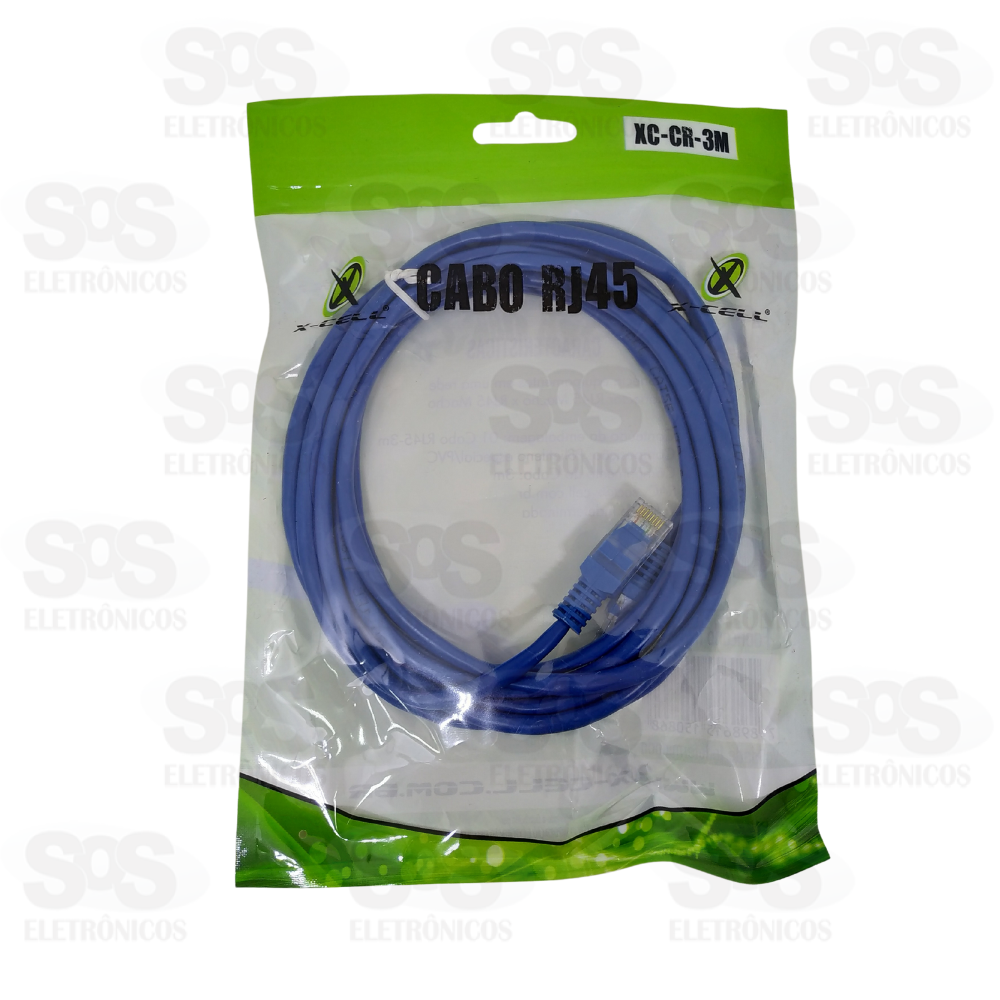 Cabo De Rede 3 Metros RJ45 X-cell XC-CR-3M