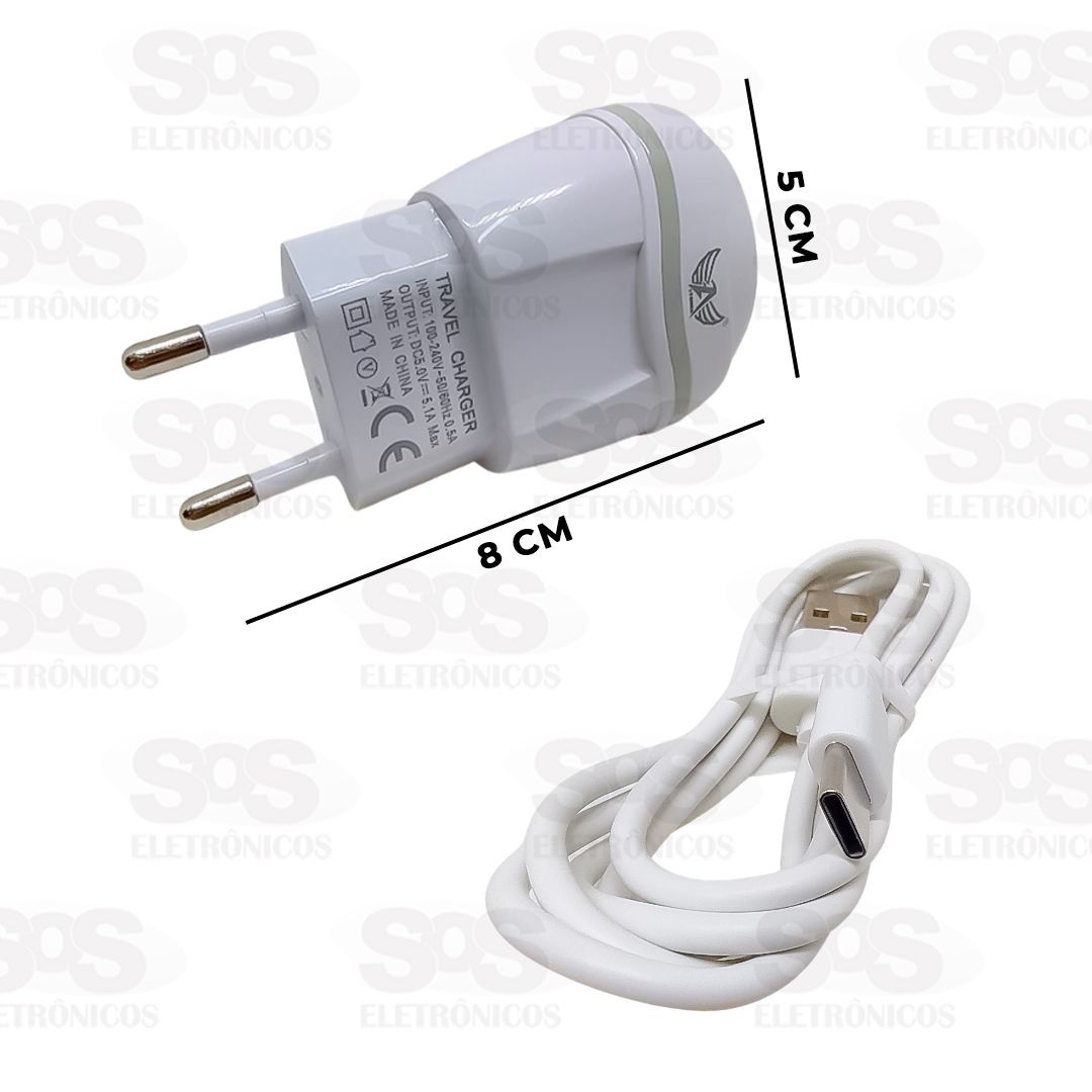 Carregador 5.1A 2 Portas USB Altomex AL-9057-TYPE-C 