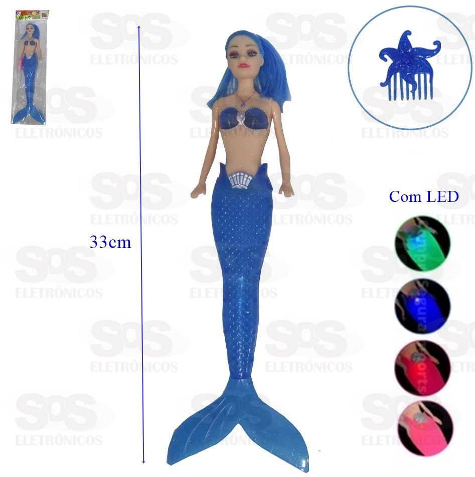 Boneca Sereia Princesa Com LED Toy King tk-1041