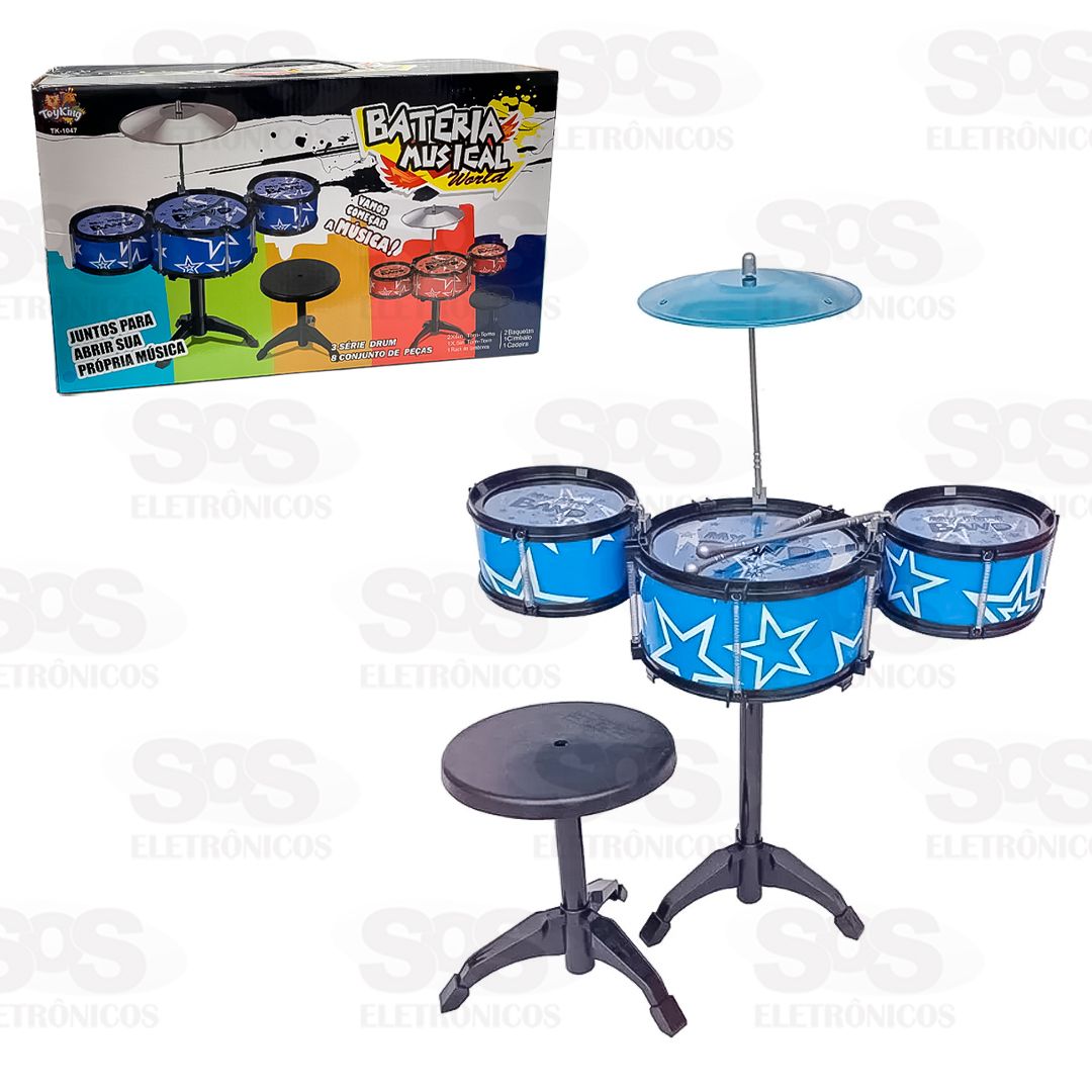 Bateria Infantil Com Banco Toy King TK-1047