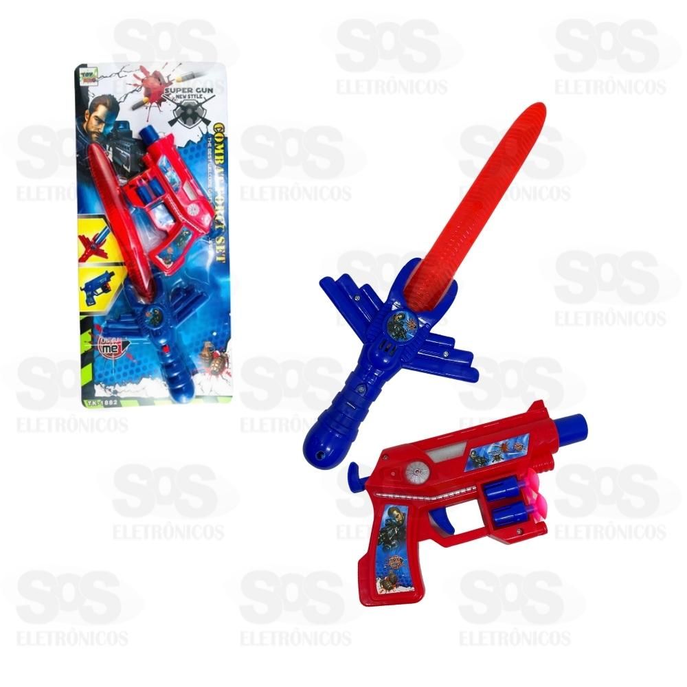 Conjunto Armas com Pistola e Espada com Luz Toy King TK-1882