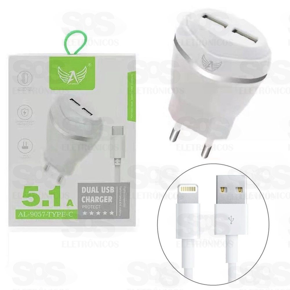 Carregador Iphone 5.1A 2 Portas USB Altomex AL-9057-5G