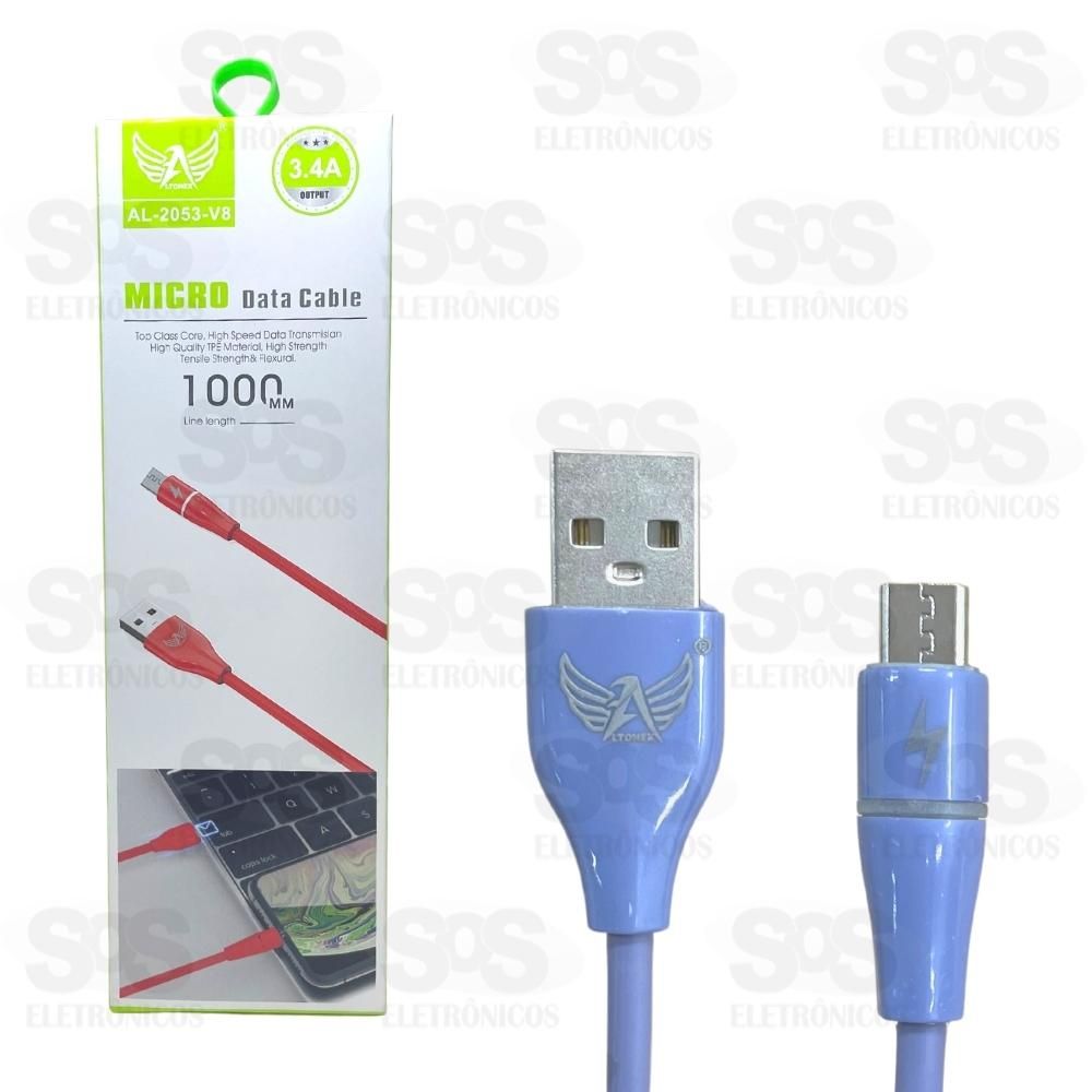 Cabo Micro USB V8 De Dados 1 Metro 3.4A Altomex AL-2053-V8