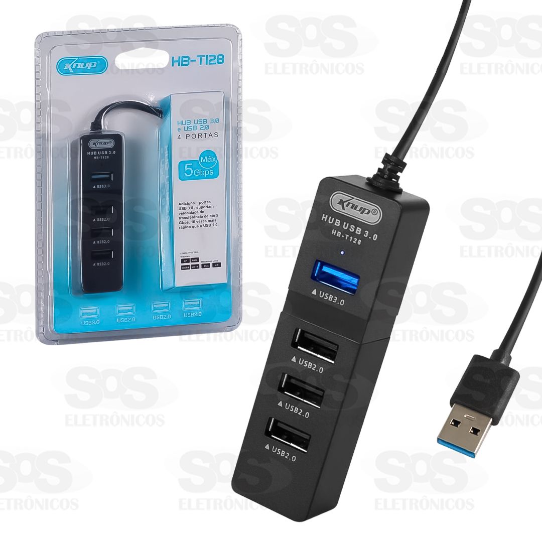 Hub USB 3.0 Com 4 Portas Knup HB-T128