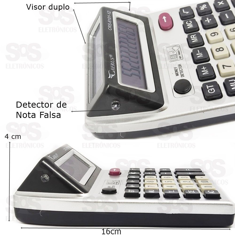 Calculadora 12 Dgitos Com Visor Duplo e Detector De Nota Falsa Caerus crs-3088-12