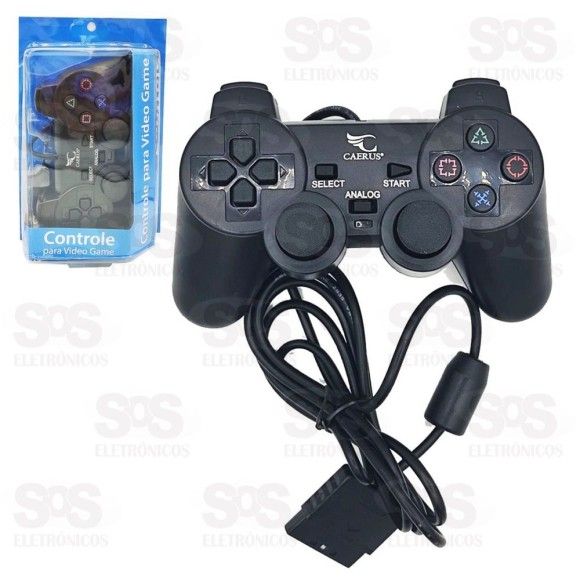 Kit Completo Compativel Ps2 2 Controles +Fonte+Cabo Rca+Card