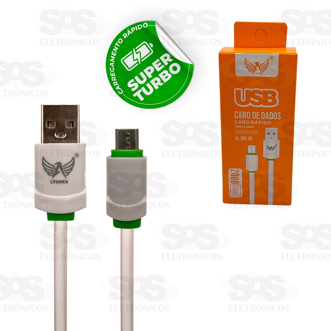 Cabo De Dados Micro USB V8 Turbo 2 Metros Altomex AL-306-V8