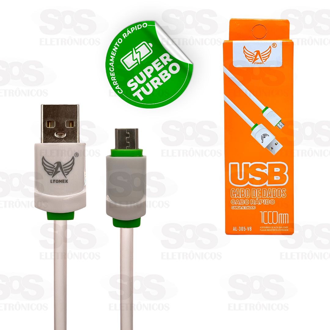 Cabo De Dados Micro USB V8 Turbo 1 Metro Altomex AL-305-V8