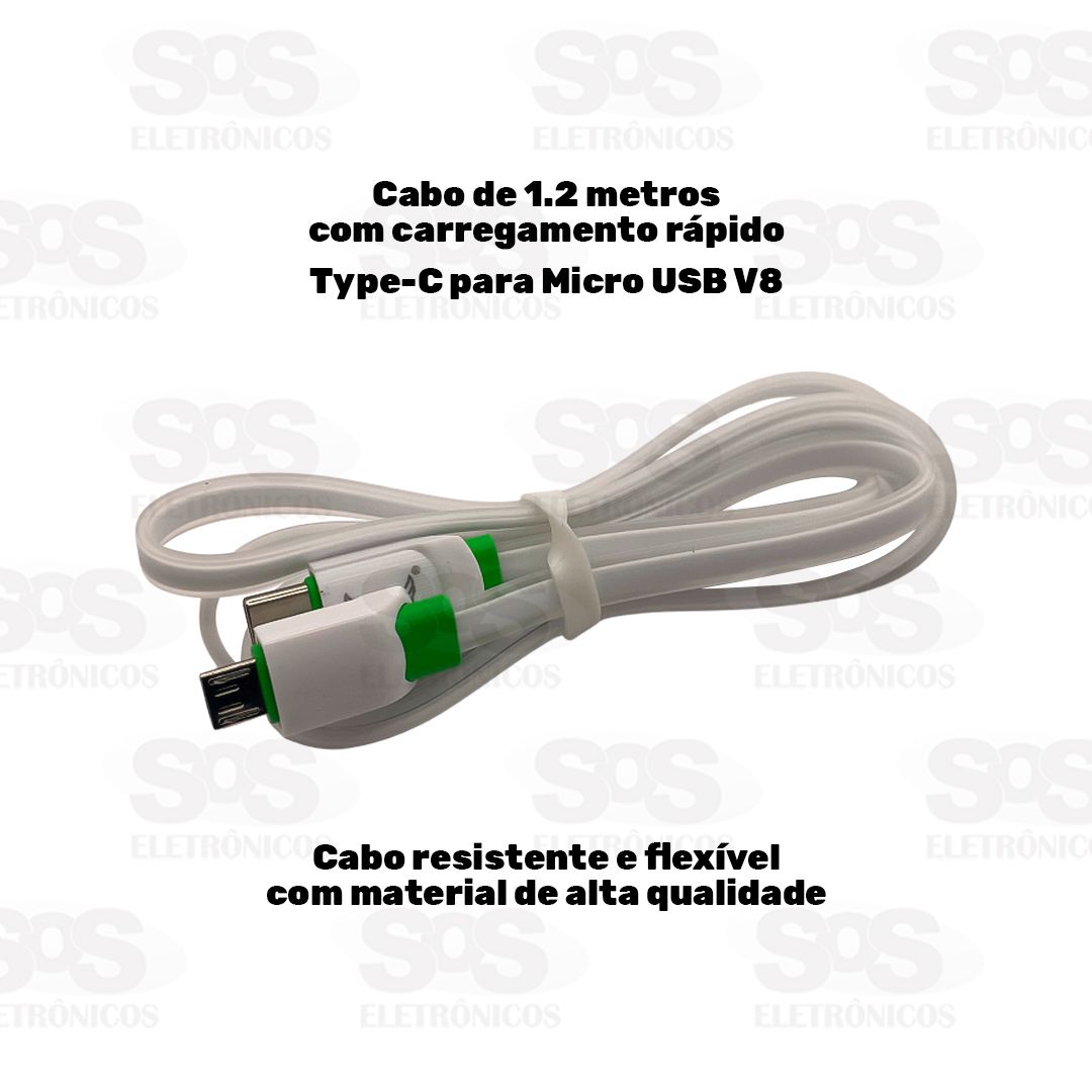 Cabo De Dados Rpido Type-C X V8 1.2 Metros AL-309T-V8